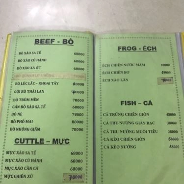 Thực đơn- Quán Ăn Quán Khói - Nướng Lẩu