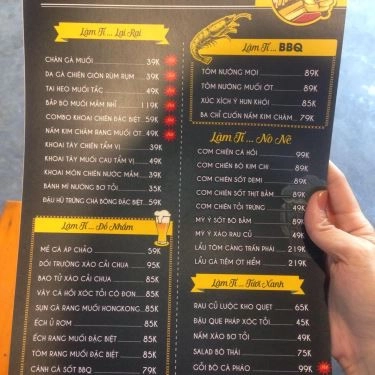 Thực đơn- Quán Ăn Quán Làm Tí - BBQ & Beer