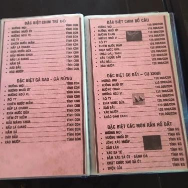 Thực đơn- Quán Ăn Làng Quê - Các Món Ăn Đặc Sản
