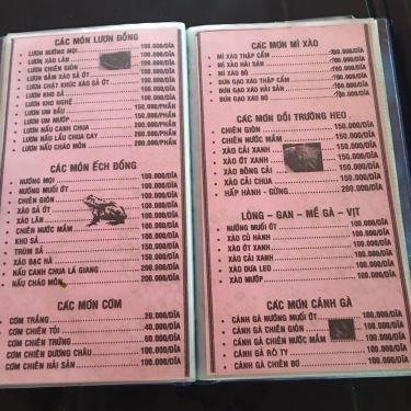 Thực đơn- Quán Ăn Làng Quê - Các Món Ăn Đặc Sản