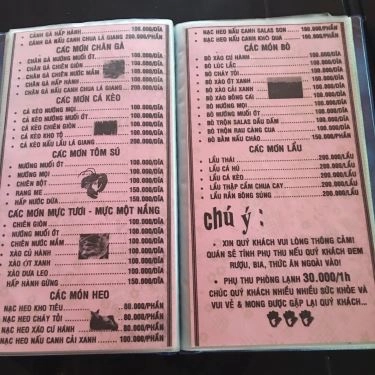 Thực đơn- Quán Ăn Làng Quê - Các Món Ăn Đặc Sản