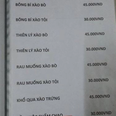 Thực đơn- Quán Ăn Quán Lẩu Dê & Cá Lóc Nướng