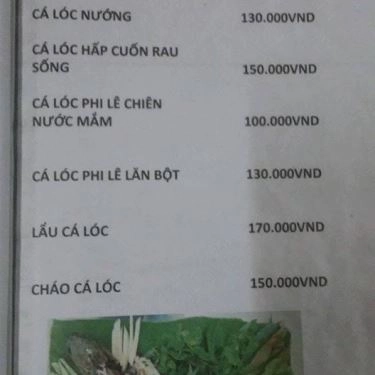 Thực đơn- Quán Ăn Quán Lẩu Dê & Cá Lóc Nướng