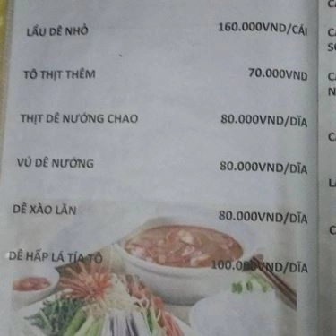 Thực đơn- Quán Ăn Quán Lẩu Dê & Cá Lóc Nướng