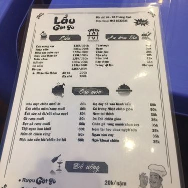Thực đơn- Quán Ăn Lẩu Gật Gù - Trương Định