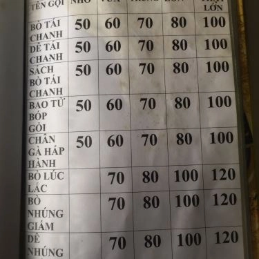 Thực đơn- Quán Ăn Lẩu Kiều Oanh