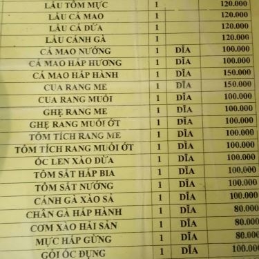 Thực đơn- Quán Ăn Quán Lợi - Hải Sản & Lẩu Bình Dân