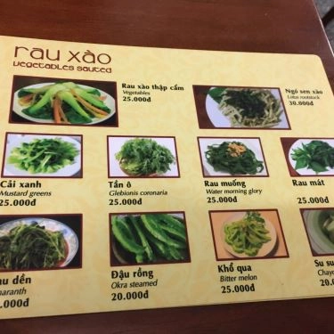 Thực đơn- Quán Ăn Quán Lức Khai Minh - Ngô Quyền