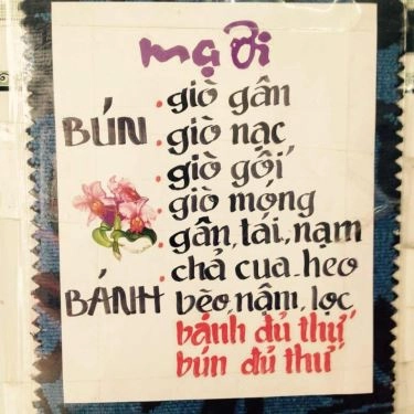 Thực đơn- Quán Ăn Quán Mạ Ơi - Món Huế