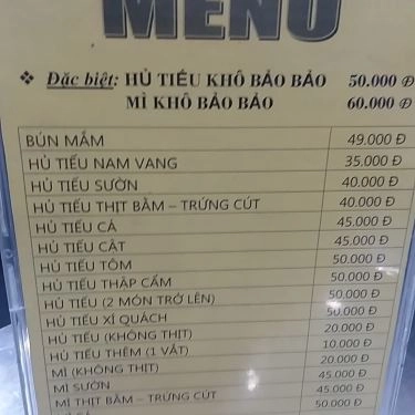 Thực đơn- Quán Ăn Quán Mì Bảo Bảo