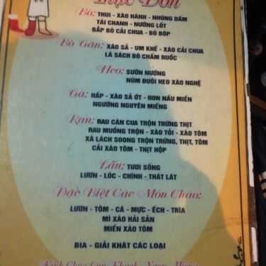 Thực đơn- Quán Ăn Quán Minh - Hải Sản Tươi Sống