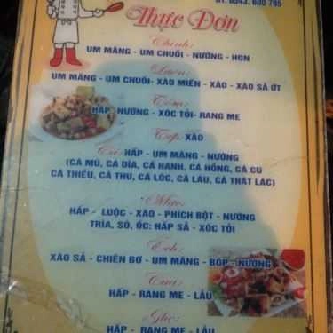 Thực đơn- Quán Ăn Quán Minh - Hải Sản Tươi Sống