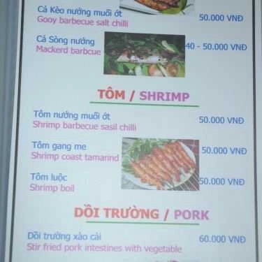 Thực đơn- Quán Ăn Quán Ngân Hà - Hải Sản Tươi Sống