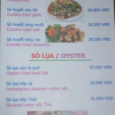 Thực đơn- Quán Ăn Quán Ngân Hà - Hải Sản Tươi Sống