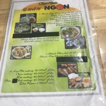 Thực đơn- Quán Ăn Quán Ngon - Bánh Hỏi Cháo Lòng & Bánh Canh Bột Gạo - Cây Trâm
