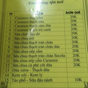 Thực đơn- Quán Ăn Quán Hoa Phượng - Bún Bò Nam Bộ & Chè Huế