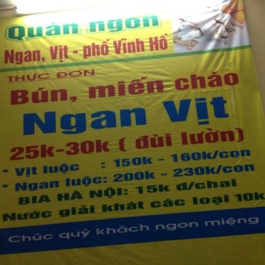 Thực đơn- Quán Ăn Bún Miến Ngan Vịt - Vĩnh Hồ
