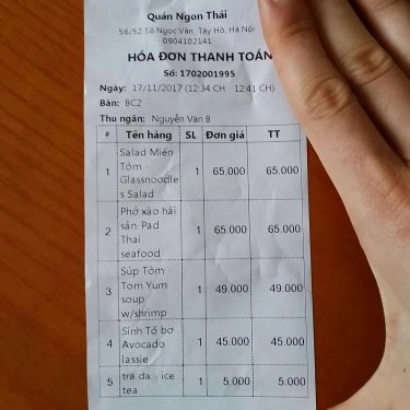 Thực đơn- Quán Ăn Quán Ngon Thái - Bún Hải Sản, Lẩu & Nướng