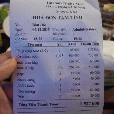 Thực đơn- Quán Ăn Nhân Méo - Hải Sản Bình Dân