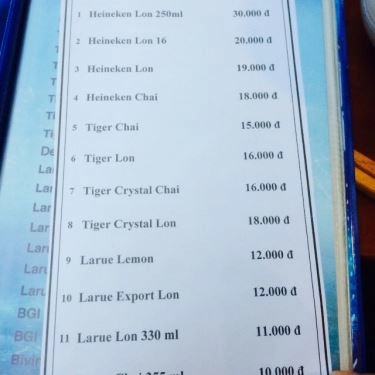 Thực đơn- Quán Ăn Nhân Méo - Hải Sản Bình Dân