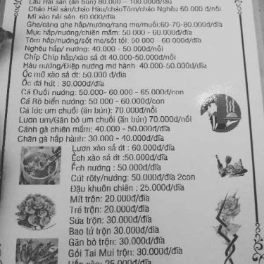 Thực đơn- Quán Ăn Quán Nhậu Bình Hiệp - Nguyễn Tất Thành