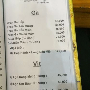 Thực đơn- Quán Ăn Quán Nhậu Carrot - Gà Hấp Hành