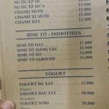 Thực đơn- Quán Ăn Quán Nhậu Hương Cô Nương - Phan Chu Trinh