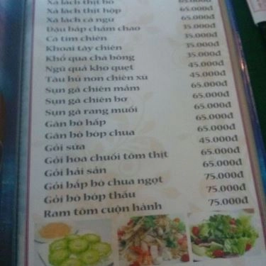 Thực đơn- Quán Ăn Quán Nhậu Năm Quý - Hồ Tùng Mậu