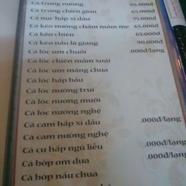 Thực đơn- Quán Ăn Quán Nhậu Năm Quý - Hồ Tùng Mậu