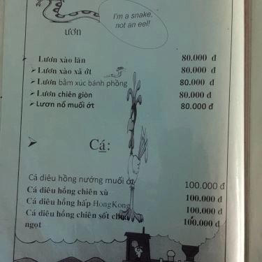 Thực đơn- Quán Ăn Quán Nhậu Ngọc Mai - Thanh Đa