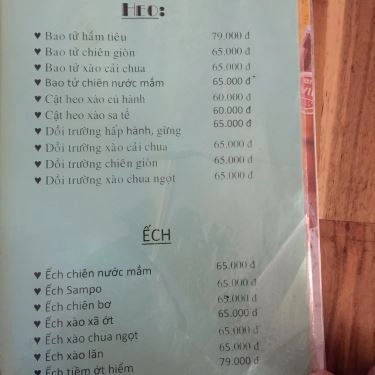 Thực đơn- Quán Ăn Quán Nhậu Ngọc Mai - Thanh Đa