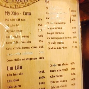 Thực đơn- Quán Ăn Quán Nhậu T - T - An Vĩnh