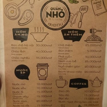 Thực đơn- Quán Ăn Quán Nhỏ - Ẩm Thực Hà Nội