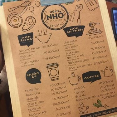 Thực đơn- Quán Ăn Quán Nhỏ - Ẩm Thực Hà Nội