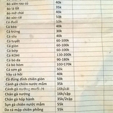 Thực đơn- Quán Ăn Quán Nướng 1/10
