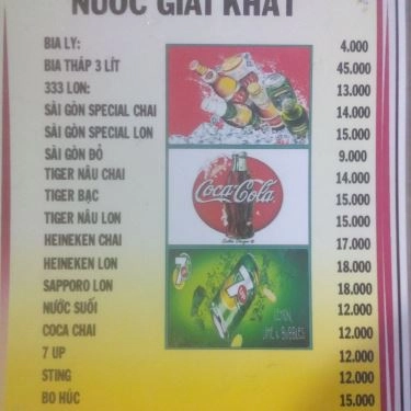 Thực đơn- Quán Ăn Quán Nướng Bầu Trời