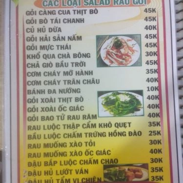 Thực đơn- Quán Ăn Quán Nướng Bầu Trời