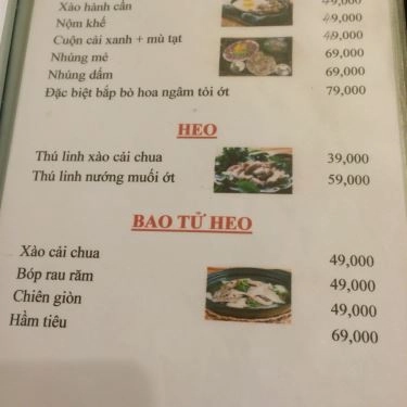 Thực đơn- Quán Ăn Quán Nướng Biển Lửa - Hoàng Diệu 2