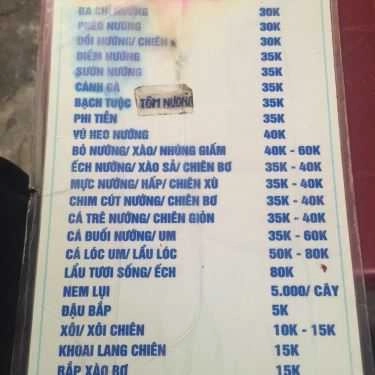 Thực đơn- Quán Ăn Nướng Cay 205