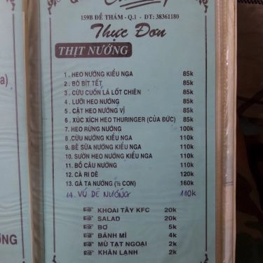 Thực đơn- Quán Ăn Quán Chiều Nay - Xiên Nướng Kiểu Nga
