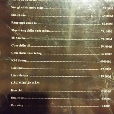Thực đơn- Quán Ăn Quán Nướng Ciao - Đại Lộ Bình Dương