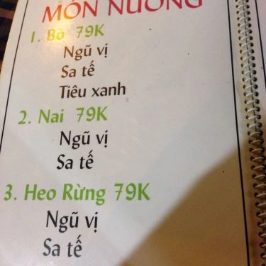 Thực đơn- Quán Ăn Quán Nướng Ngói 2