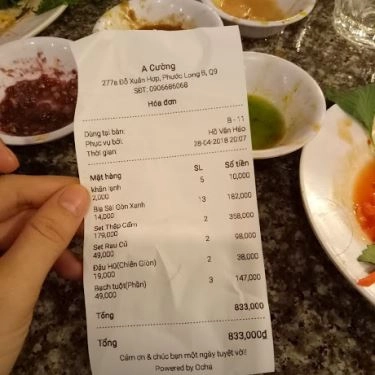 Thực đơn- Quán Ăn Quán Nướng Ngói Đá A Cường - Đỗ Xuân Hợp