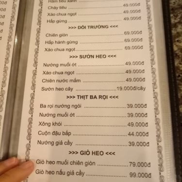 Thực đơn- Quán Ăn Quán Nướng Ngói Đá A Cường - Đỗ Xuân Hợp