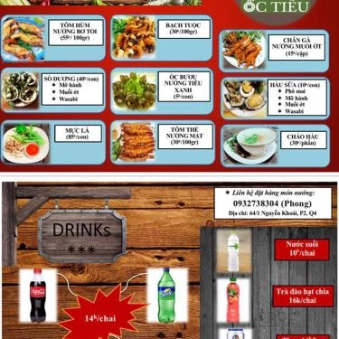 Thực đơn- Quán Ăn Quán Nướng Ốc Tiêu