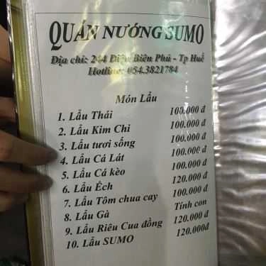 Thực đơn- Quán Ăn Quán Nướng Sumo