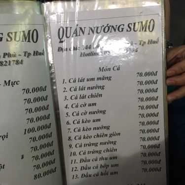 Thực đơn- Quán Ăn Quán Nướng Sumo