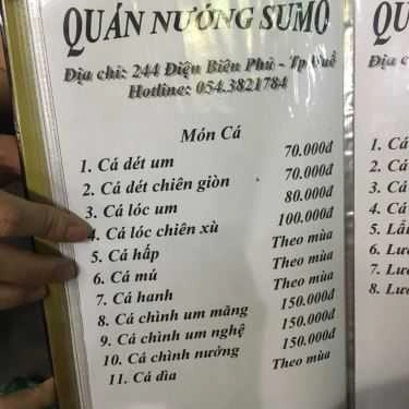 Thực đơn- Quán Ăn Quán Nướng Sumo