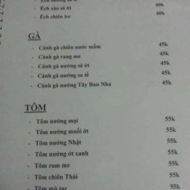 Thực đơn- Quán Ăn Quán Nướng Tèo Em