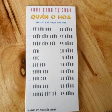 Thực đơn- Quán Ăn Bánh Canh Cá Lóc O Hoa